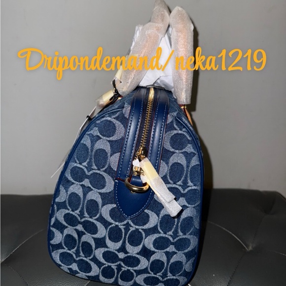 Coach Rowan Large Satchel Bag In Signature Canvas- Gold/Den Gold/Natural - Picture 9 of 11